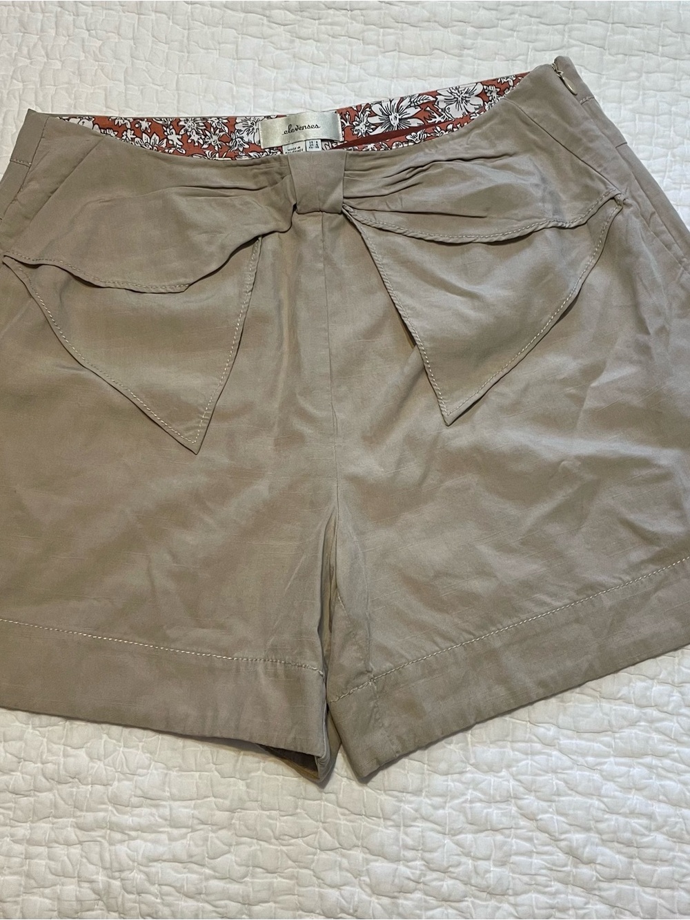 Anthropologie elevenses Beige Bow-Front Women's Shorts
